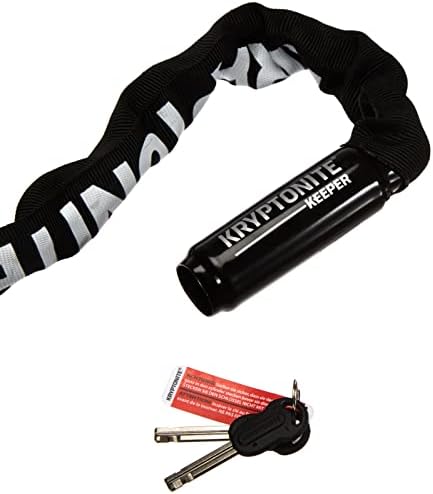 Kryptonite Keeper 712 Bike Chain Lock  4 Feet Long Heavy Duty Anti-Theft Bicycle Chain Lock with Keys for Bike  Motorcycle  Scooter  Bicycle  Door  Gate  Fence Black