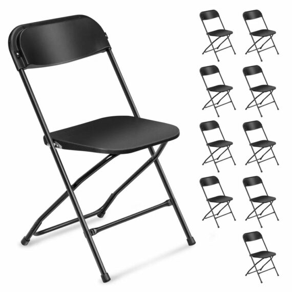 Ktaxon 10-Pack Black Plastic Folding Chairs for Weddings, Banquets & Events - Ergonomic, Portable & Durable