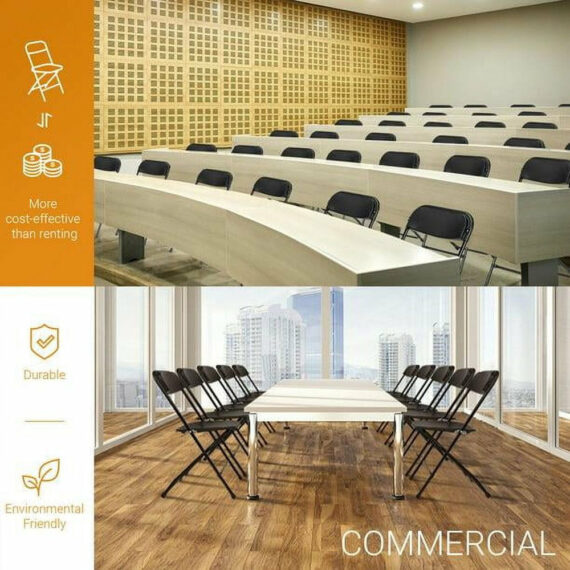 Ktaxon 10-Pack Black Plastic Folding Chairs for Weddings, Banquets & Events - Ergonomic, Portable & Durable