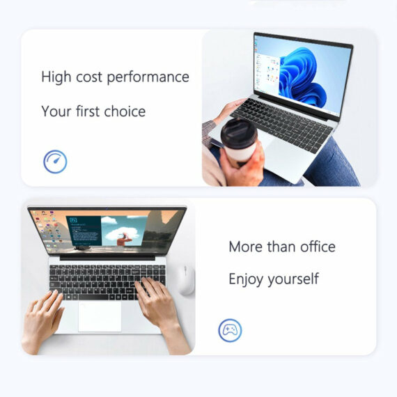 KUU 15.6" Laptop Intel Celeron N5095, 16GB RAM, 512GB SSD, Win 11 Pro, Backlit Keyboard, Wifi & Bluetooth