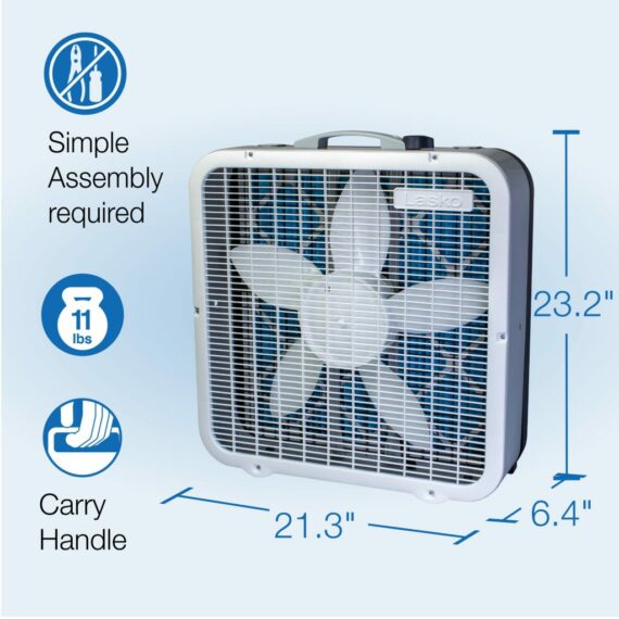 Lasko Air Flex 2-in-1 Box Fan & Air Purifier, 20-Inch, 3 Speeds, White, FF305