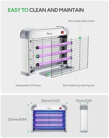 LED Bug Zapper Indoor  10 Years Lifespan 3 Lamps Sustainable Less Power  3800V Powerful Electric Mosquito Zapper  Durable Fly Trap Mosquito Trap  Fly Killer Fly Zapper -MA009