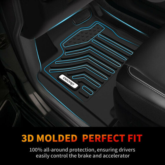 Ledkingdomus TPE 3-Row Floor Mats for 2013-2020 Nissan Pathfinder & Infiniti QX60 - Black, All-Weather, Non-Slip, 360° Protection