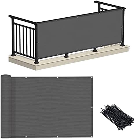 LOVE STORY 3'x10' Charcoal Balcony Privacy Screen Fence Cover (HDPE) UV Protection Weather-Resistant 3 FT Height Shield for Deck  Patio  Backyard  Outdoor Pool  Porch  Railing