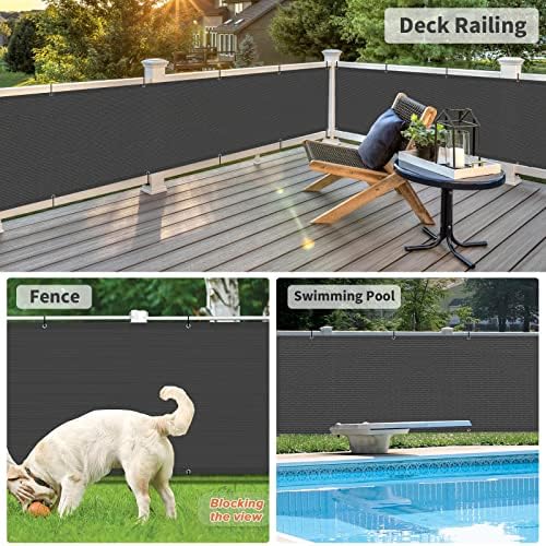 LOVE STORY 3'x10' Charcoal Balcony Privacy Screen Fence Cover (HDPE) UV Protection Weather-Resistant 3 FT Height Shield for Deck  Patio  Backyard  Outdoor Pool  Porch  Railing