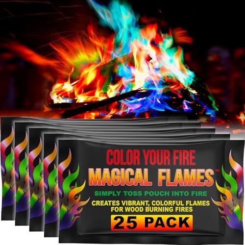 Magical Flames Fire Color Changing Packets for Fire Pit & Fireplace - 25 Pack of Fire Color Packets  Camping Accessories for Kids & Adults