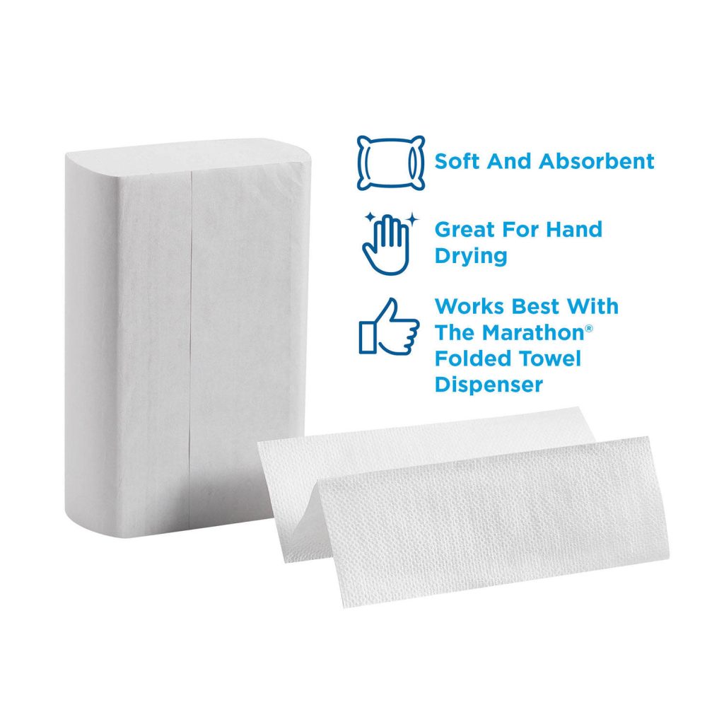 Marathon Multifold 1-Ply Paper Towels, 9.2"x9.4", White, 4000 Towels/Case, SFI Certified