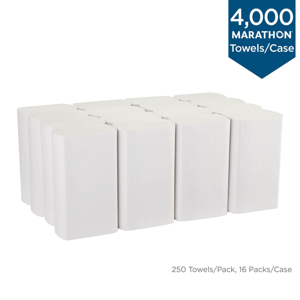 Marathon Multifold 1-Ply Paper Towels, 9.2"x9.4", White, 4000 Towels/Case, SFI Certified