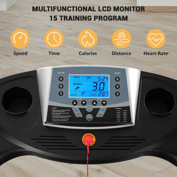 MARNUR 2.5 HP Folding Treadmill, 12% Auto Incline, 220 lb Capacity, 0.5-8.5 MPH, LCD Display, Home Gym Fitness Equipment