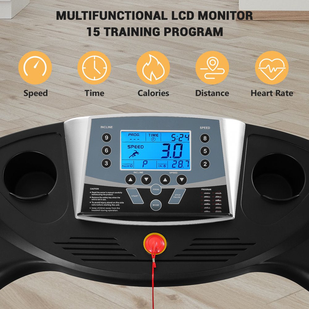 MARNUR 2.5 HP Folding Treadmill, 12% Auto Incline, 220 lb Capacity, 0.5-8.5 MPH, LCD Display, Home Gym Fitness Equipment