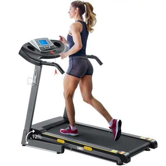 MARNUR 2.5 HP Folding Treadmill, 12% Auto Incline, 220 lb Capacity, 0.5-8.5 MPH, LCD Display, Home Gym Fitness Equipment