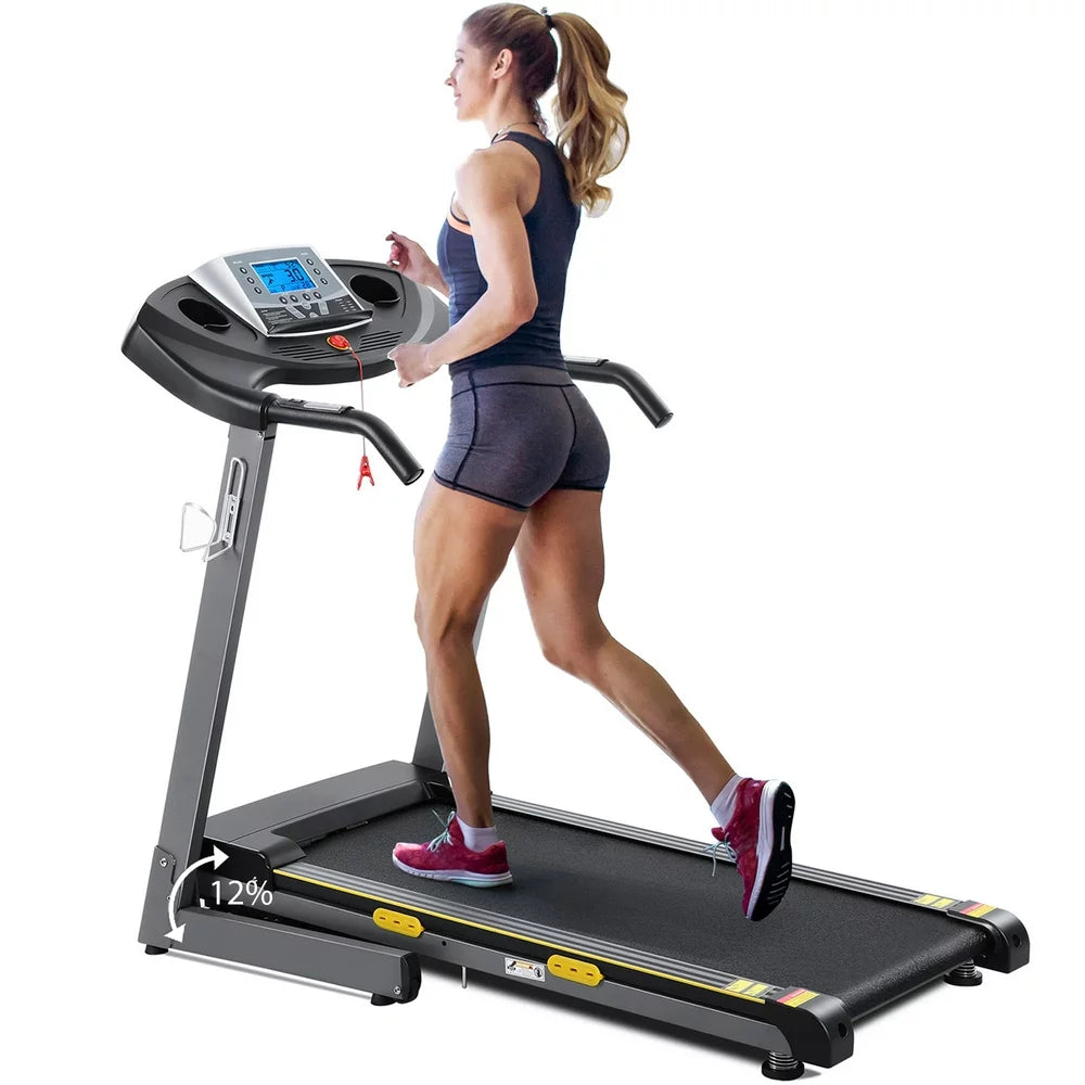 MARNUR 2.5 HP Folding Treadmill, 12% Auto Incline, 220 lb Capacity, 0.5-8.5 MPH, LCD Display, Home Gym Fitness Equipment