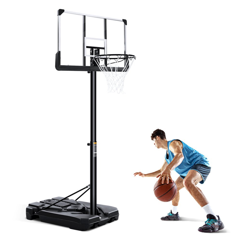 MARNUR 44″ Portable Basketball Hoop, Adjustable Height 7.6-10 ft, Shatterproof Backboard, Outdoor Sports Equipment
