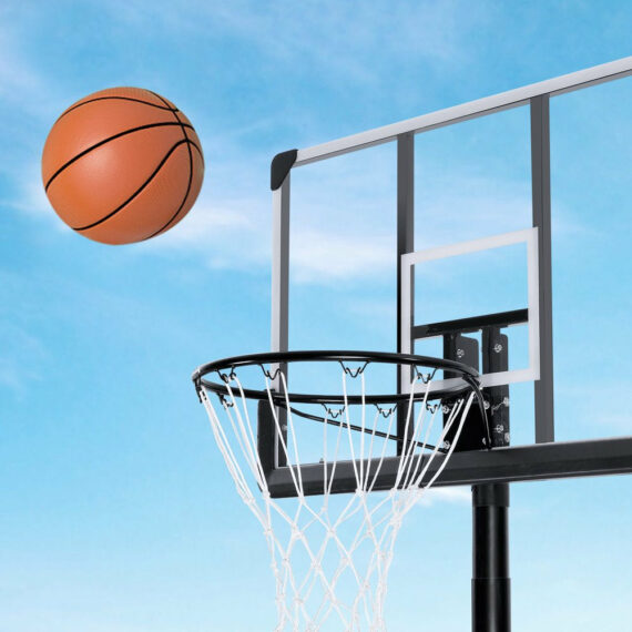MARNUR 44" Portable Basketball Hoop, Adjustable Height 7.6-10 ft, Shatterproof Backboard, Outdoor Sports Equipment