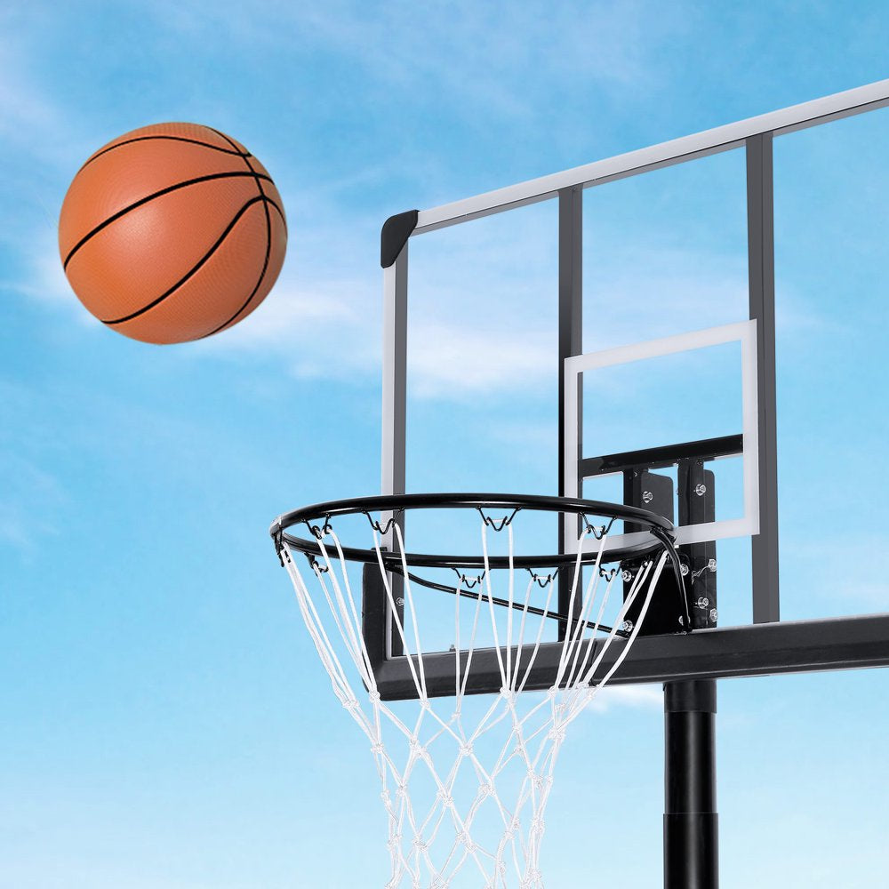 MARNUR 44" Portable Basketball Hoop, Adjustable Height 7.6-10 ft, Shatterproof Backboard, Outdoor Sports Equipment