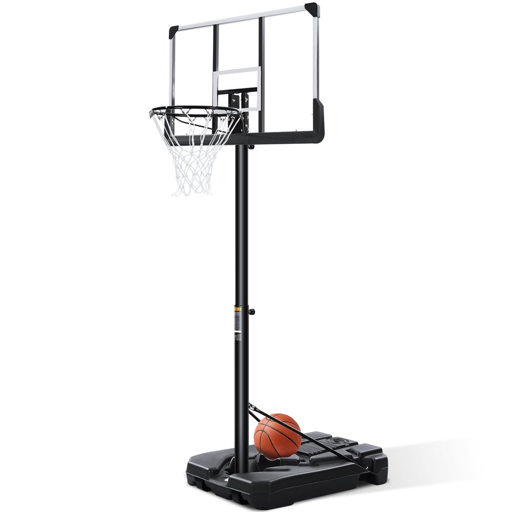 MARNUR 44" Portable Basketball Hoop, Adjustable Height 7.6-10 ft, Shatterproof Backboard, Outdoor Sports Equipment
