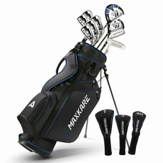MaxKare Men's Golf Clubs Set, 13-Piece with Driver, Fairway, Hybrid, Irons, Putter, Stand Bag & Head Covers