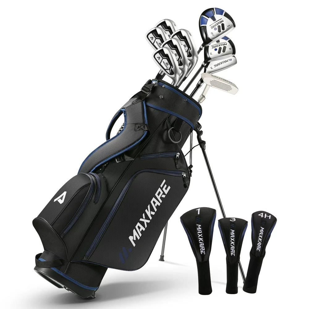 MaxKare Men's Golf Clubs Set, 13-Piece with Driver, Fairway, Hybrid, Irons, Putter, Stand Bag & Head Covers