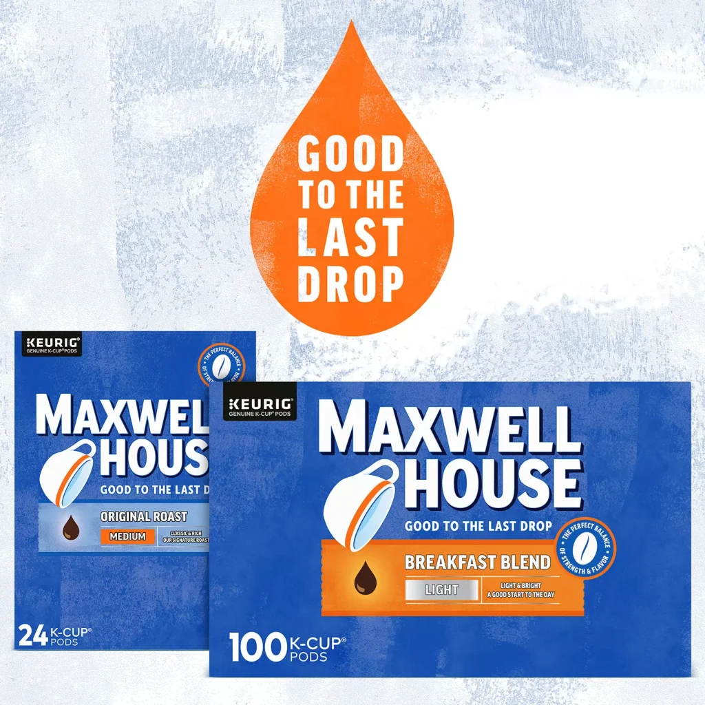 Maxwell House Breakfast Blend Light Roast Coffee Pods, 100 K-Cups, Kosher Certified