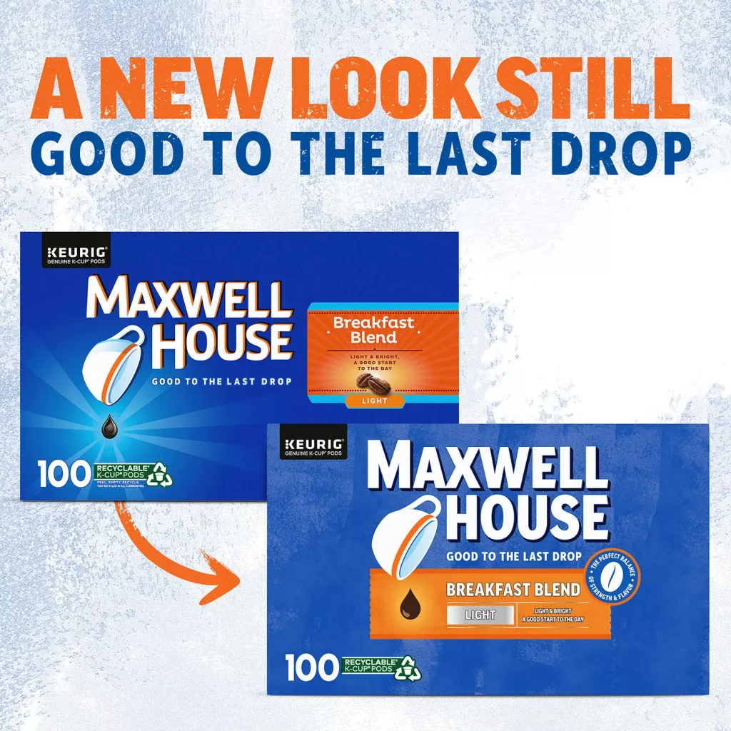 Maxwell House Breakfast Blend Light Roast Coffee Pods, 100 K-Cups, Kosher Certified