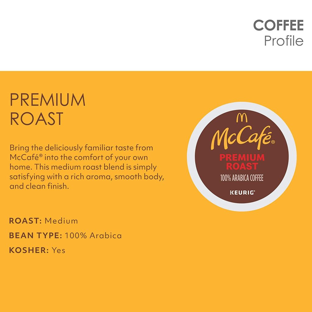 McCafé Premium Roast Medium Coffee Pods, 96 Count, 100% Arabica, Keurig K-Cup Compatible, Recyclable