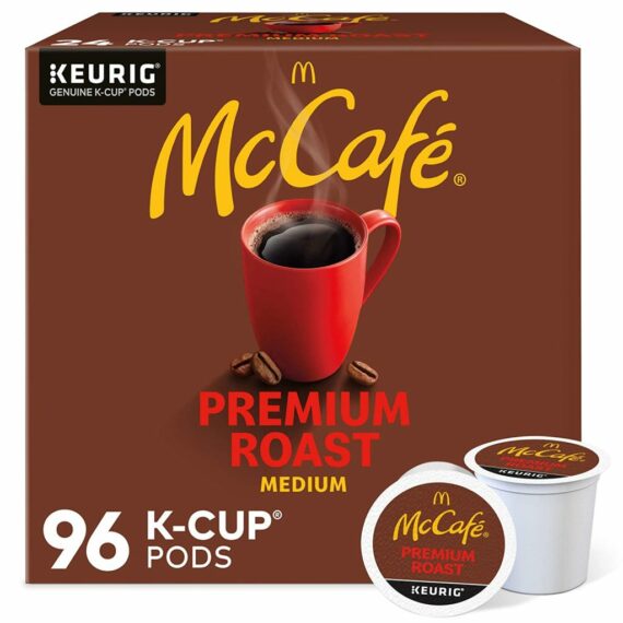 McCafé Premium Roast Medium Coffee Pods, 96 Count, 100% Arabica, Keurig K-Cup Compatible, Recyclable