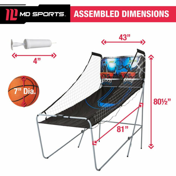 MD Sports 2-Player 81" Foldable Arcade Basketball Game with LED Scoring and Sound Effects