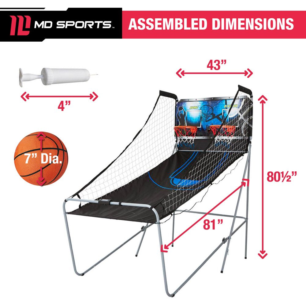MD Sports 2-Player 81″ Foldable Arcade Basketball Game with LED Scoring and Sound Effects