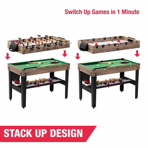 MD Sports 48" 3-in-1 Combo Game Table with Air Hockey, Foosball & Billiards, Reinforced Legs