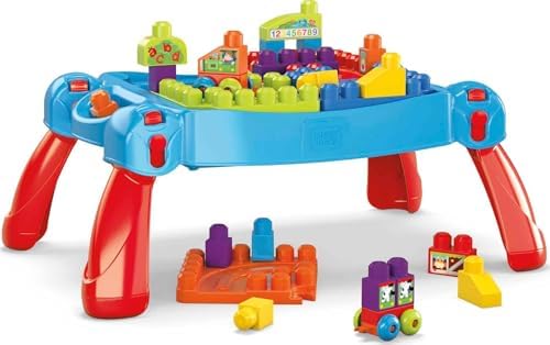 MEGA BLOKS First Builders Toddler Blocks Toy Set  Build ‘n Learn Activity Table with 30 Pieces and Storage  Blue  Ages 1+ Years (Amazon Exclusive)