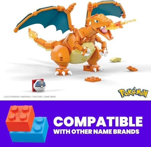 Mega Pokémon Building Toys Set Charizard with 222 Pieces  Articulated and Poseable  4 Inches Tall  for Kids