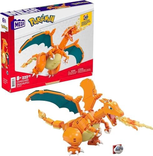Mega Pokémon Building Toys Set Charizard with 222 Pieces  Articulated and Poseable  4 Inches Tall  for Kids