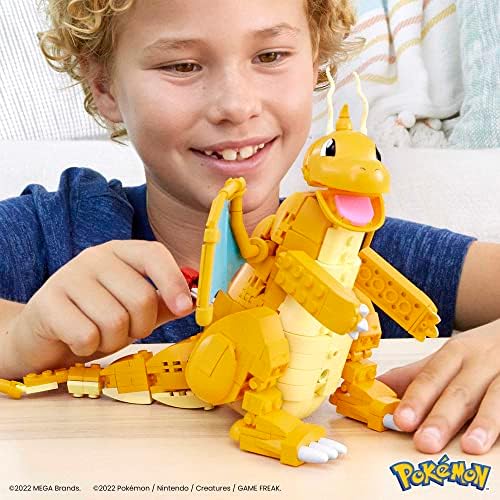MEGA Pokémon Building Toys Set Dragonite with 388 Pieces  Articulated and Poseable with Motion  7 Inches Tall  for Kids