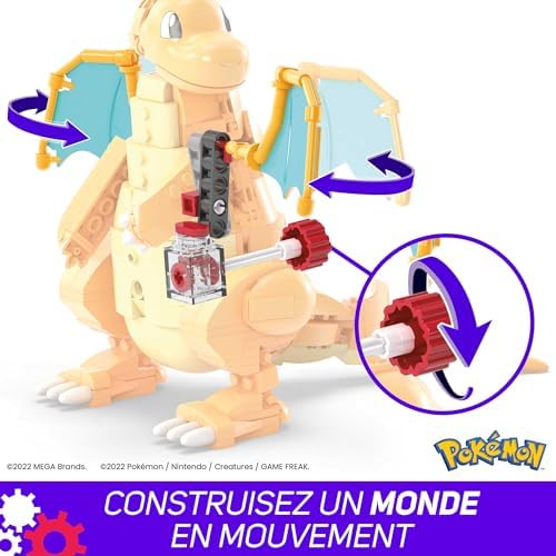 MEGA Pokémon Building Toys Set Dragonite with 388 Pieces  Articulated and Poseable with Motion  7 Inches Tall  for Kids