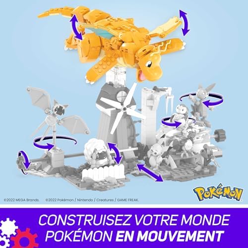MEGA Pokémon Building Toys Set Dragonite with 388 Pieces  Articulated and Poseable with Motion  7 Inches Tall  for Kids