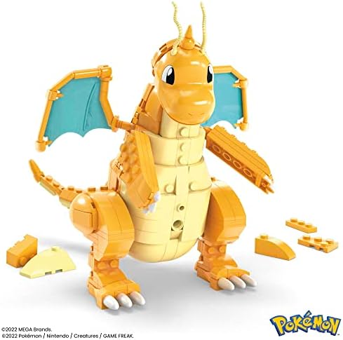 MEGA Pokémon Building Toys Set Dragonite with 388 Pieces  Articulated and Poseable with Motion  7 Inches Tall  for Kids