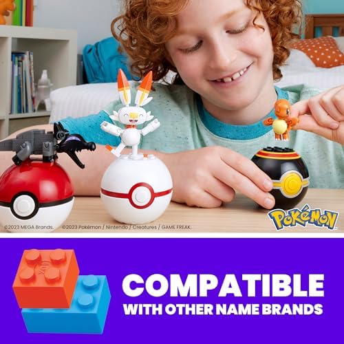 Mega Pokémon Building Toys Set Fire-Type Trainer Team with 105 Pieces  4 Poseable Character  2 Inches Tall  for Kids