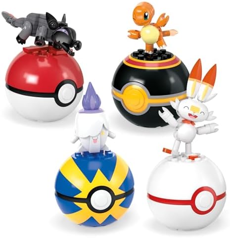 Mega Pokémon Building Toys Set Fire-Type Trainer Team with 105 Pieces  4 Poseable Character  2 Inches Tall  for Kids