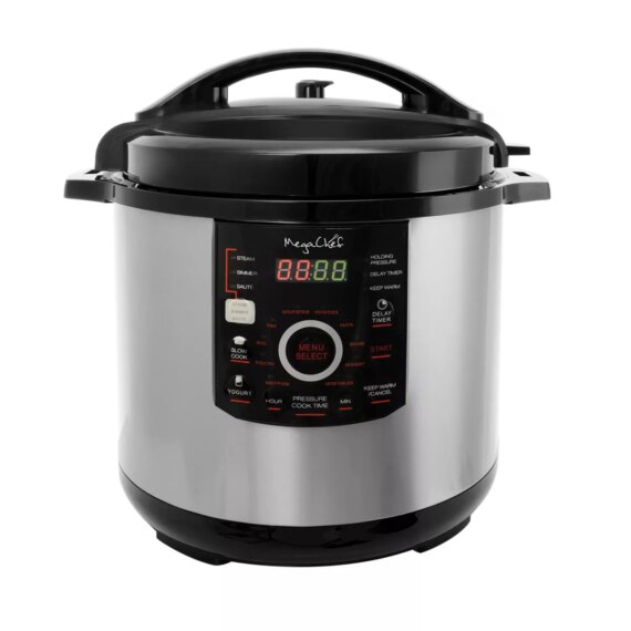 Megachef 12 Quart Steel Digital Pressure Cooker with 15 Presets and Glass Lid