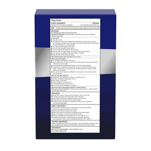 Men's Rogaine 5% Minoxidil Topical Aerosol Hair Regrowth Treatment Foam  3 Month Supply (Each Can 2.11 Ounce - 60 Gram)