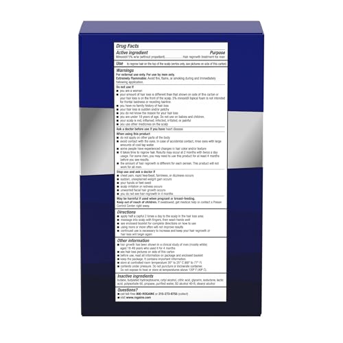 Men's Rogaine 5% Minoxidil Topical Aerosol Hair Regrowth Treatment Foam  3 Month Supply (Each Can 2.11 Ounce - 60 Gram)