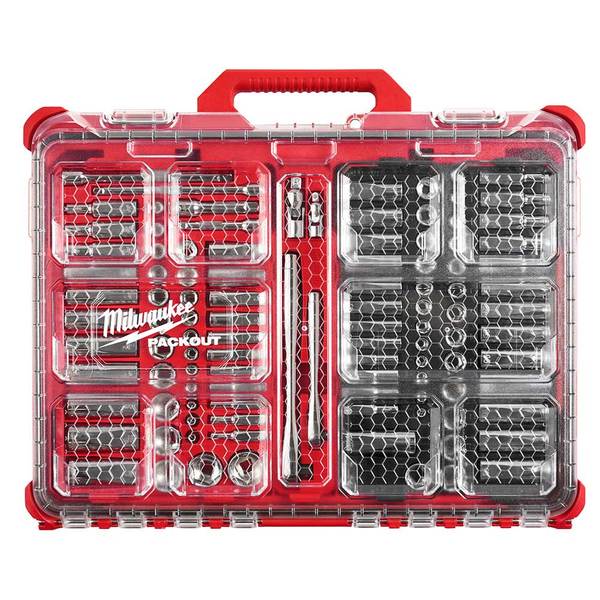 Milwaukee 48-22-9486 1/4″-3/8″ Ratchet Socket Set w/ PACKOUT Case – 106pc