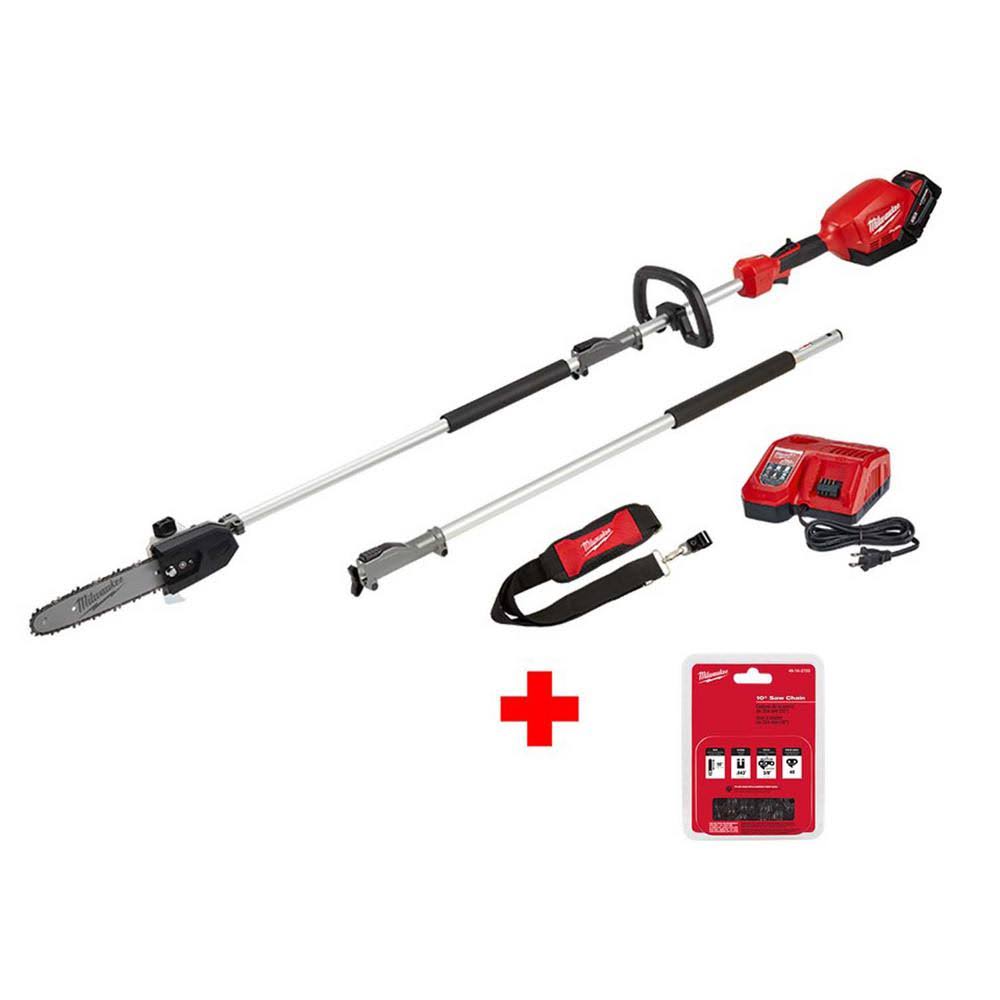 Milwaukee M18 Fuel 10 in. 18-Volt Lithium-Ion Brushless Cordless Pole Saw Kit with 8.0 Ah Battery and 10 in. Saw Chain