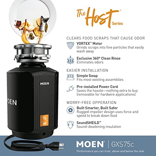 Moen Host Series 3/4 HP Continuous Feed Garbage Disposal with Sound Reduction