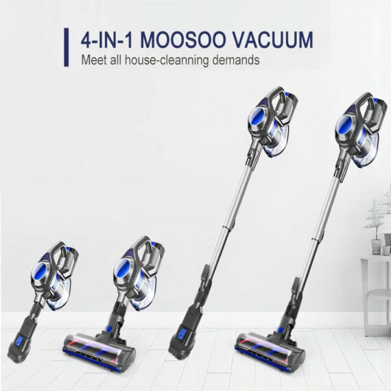 MOOSOO XL-618Pro Cordless Vacuum, 4-in-1 Lightweight Stick, 20Kpa Suction, 1.3L Capacity, LED Floor Head