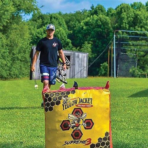 Morrell Yellow Jacket Supreme 28 Pound Field Point Archery Bag Target with Dual Shooting Sides and Multiple Bullseyes Yellow