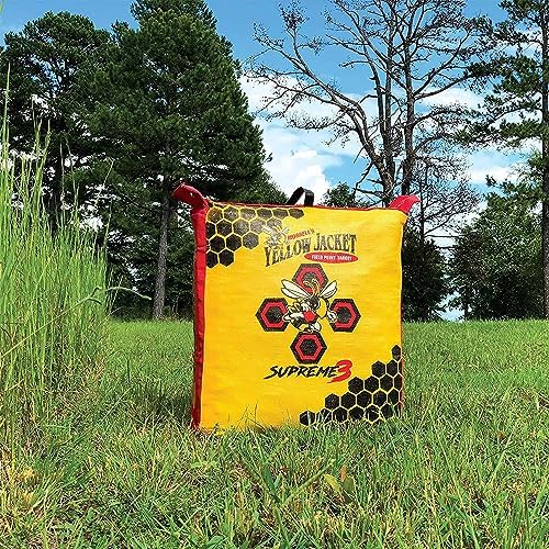 Morrell Yellow Jacket Supreme 28 Pound Field Point Archery Bag Target with Dual Shooting Sides and Multiple Bullseyes Yellow