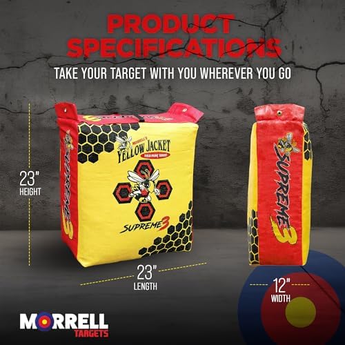 Morrell Yellow Jacket Supreme 28 Pound Field Point Archery Bag Target with Dual Shooting Sides and Multiple Bullseyes Yellow