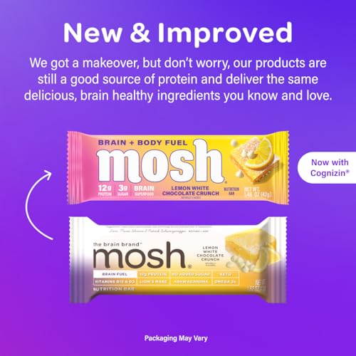 MOSH Variety Pack Keto Protein Bars  High Protein  Gluten Free  Low Carb  Brain Healthy Snack with Ashwagandha  Lions Mane  15 Count