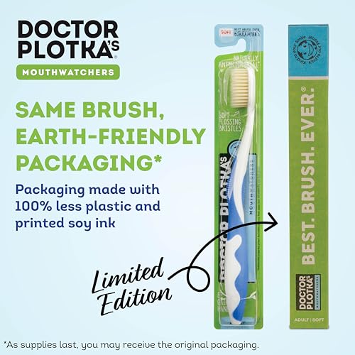 MOUTHWATCHERS Dr Plotkas Extra Soft Flossing Toothbrush Manual Soft Toothbrush for Adults Ultra CleanToothbrush Good for Sensitive Teeth and Gums 2 Pack - Colors May Vary